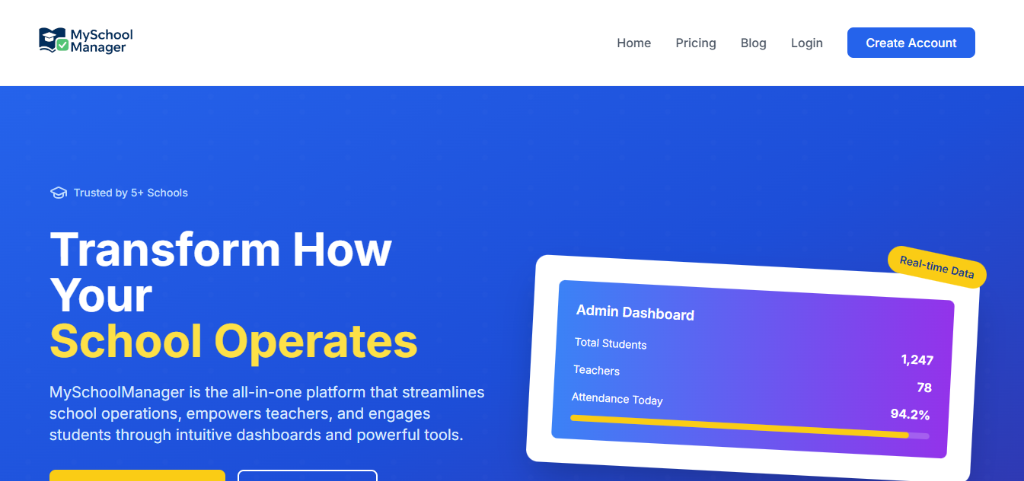 MySchoolManager Dashboard